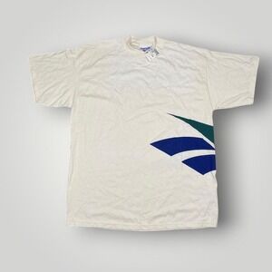 Vintage Reebok Shirt Womens XL Cream Vector‎ Graphic Tee Made in USA NWT 90s